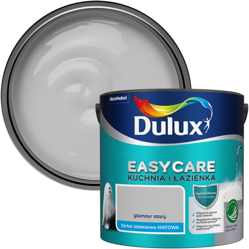 Farba plamoodporna Dulux EasyCare Kuchnia i Łazienka glamour szary 2,5 l