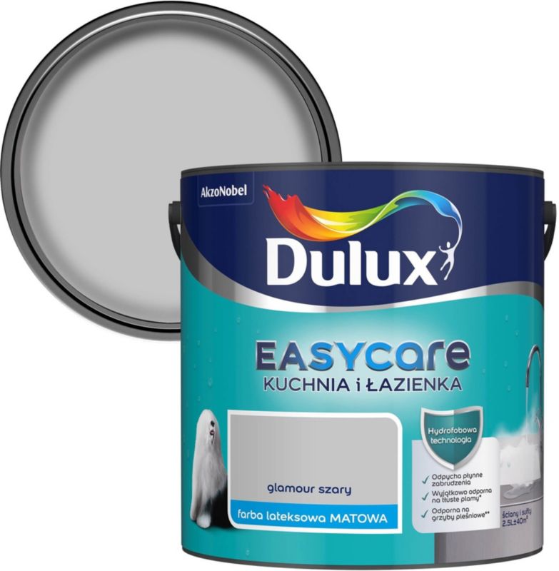 Farba plamoodporna Dulux EasyCare Kuchnia i Łazienka glamour szary 2,5 l