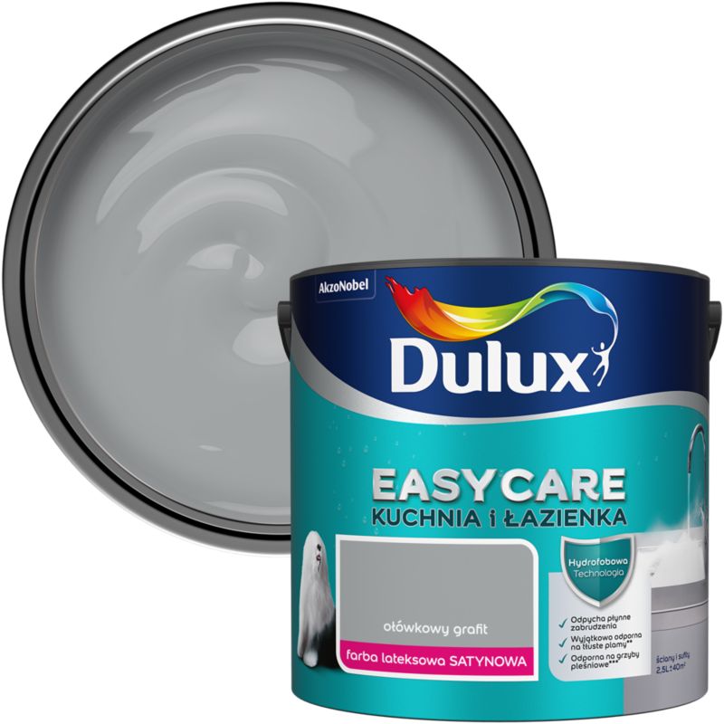 Farba plamoodporna Dulux EasyCare Kuchnia i Łazienka ołówkowy grafit 2,5 l