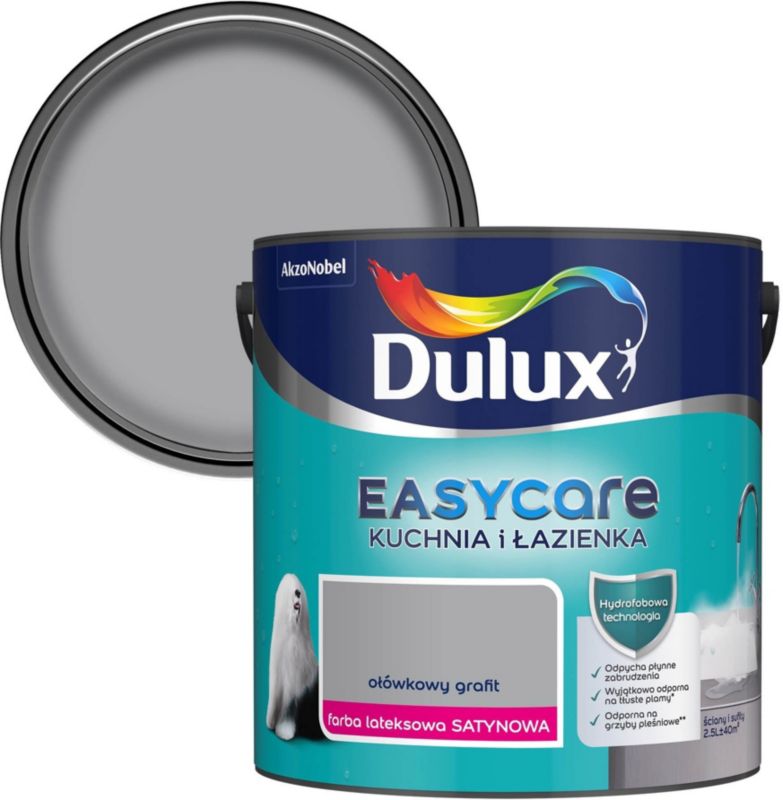 Farba plamoodporna Dulux EasyCare Kuchnia i Łazienka ołówkowy grafit 2,5 l