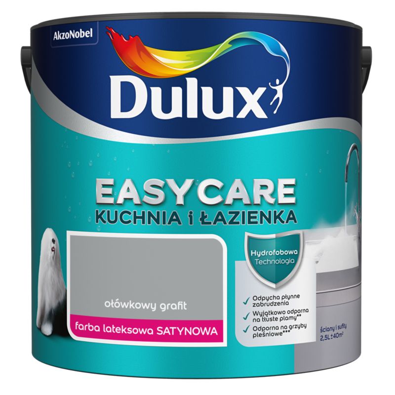 Farba plamoodporna Dulux EasyCare Kuchnia i Łazienka ołówkowy grafit 2,5 l