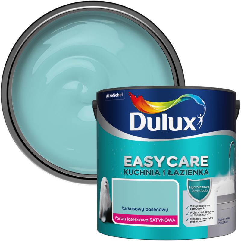 Farba plamoodporna Dulux EasyCare Kuchnia i Łazienka turkusowy basenowy 2,5 l