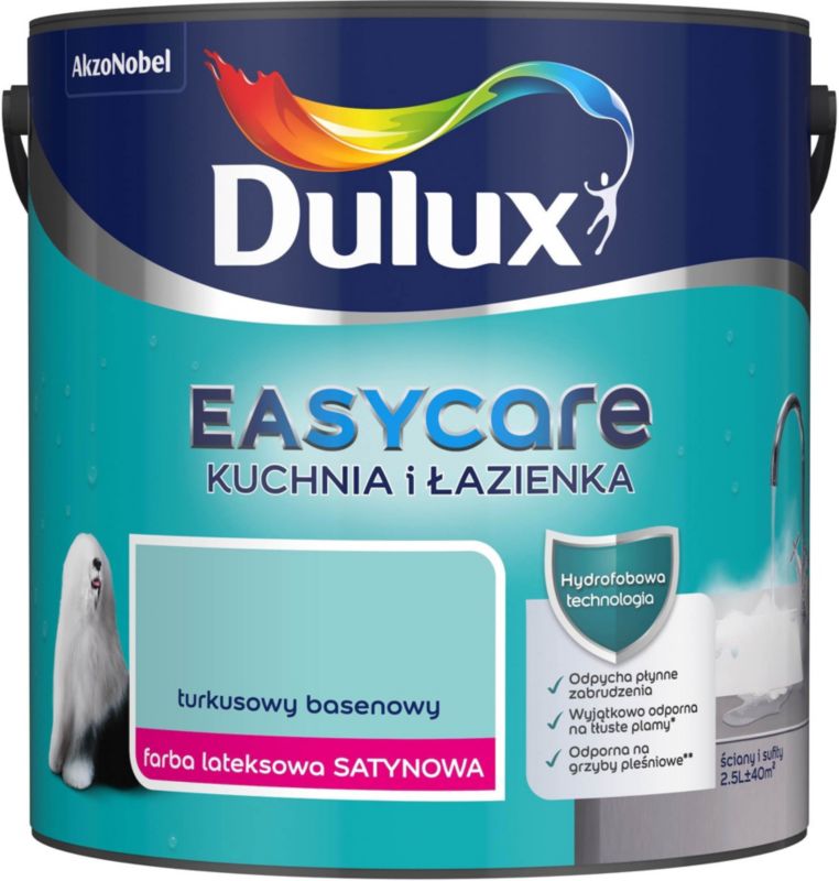 Farba plamoodporna Dulux EasyCare Kuchnia i Łazienka turkusowy basenowy 2,5 l