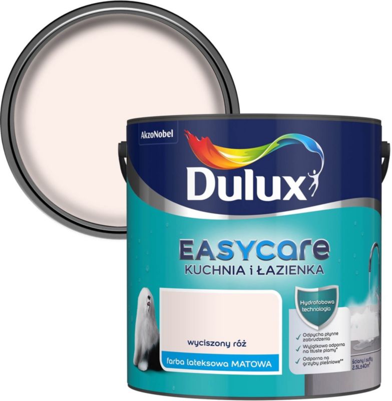 Farba plamoodporna Dulux EasyCare Kuchnia i Łazienka wyciszony róż 2,5 l