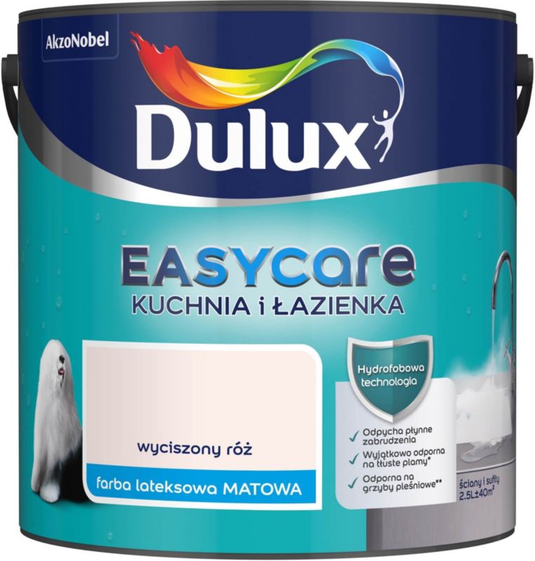 Farba plamoodporna Dulux EasyCare Kuchnia i Łazienka wyciszony róż 2,5 l