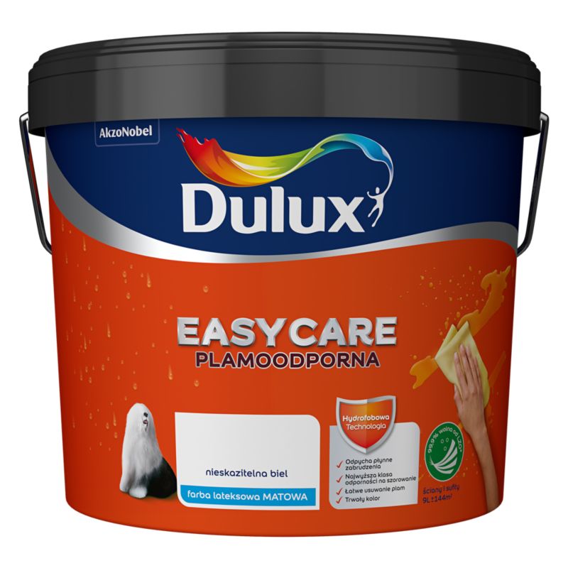 Farba plamoodporna Dulux EasyCare nieskazitelna biel 9 l