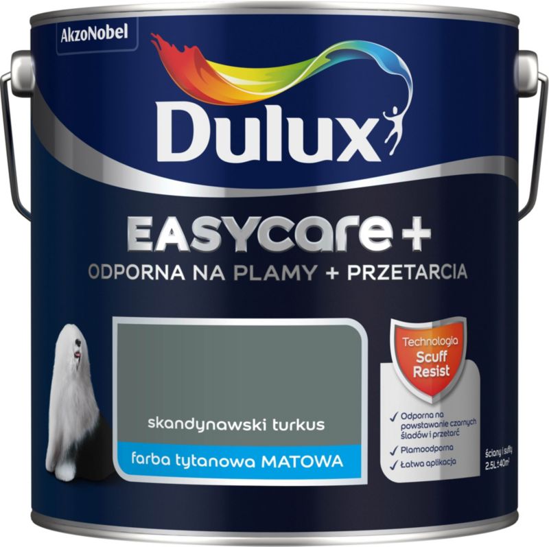 Farba plamoodporna Dulux EasyCare+ skandynawski turkus 2,5 l