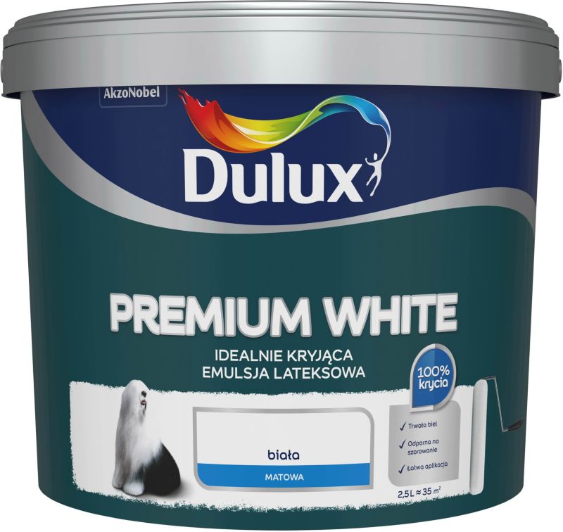 Farba plamoodporna Dulux Premium White biały 2,5l