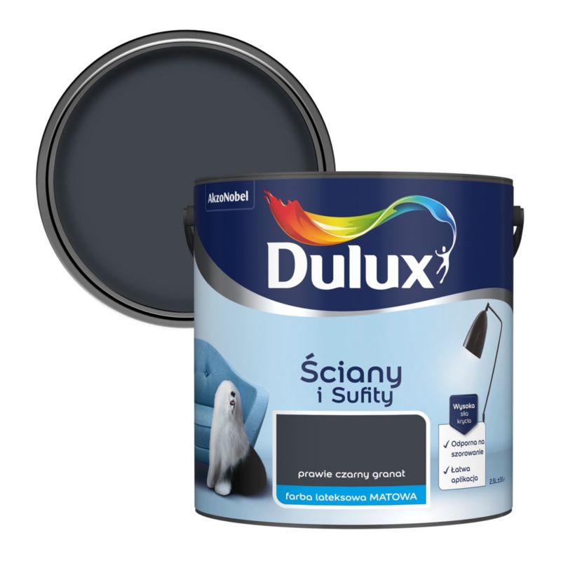 Farba plamoodporna Dulux Ściany i Sufity czarny granat 2,5 l