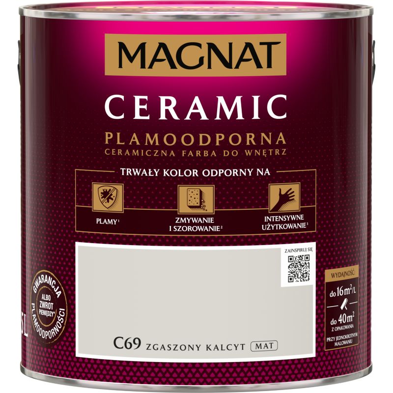 Farba plamoodporna Magnat Ceramic C69 zgaszony kalcyt 2,5 l