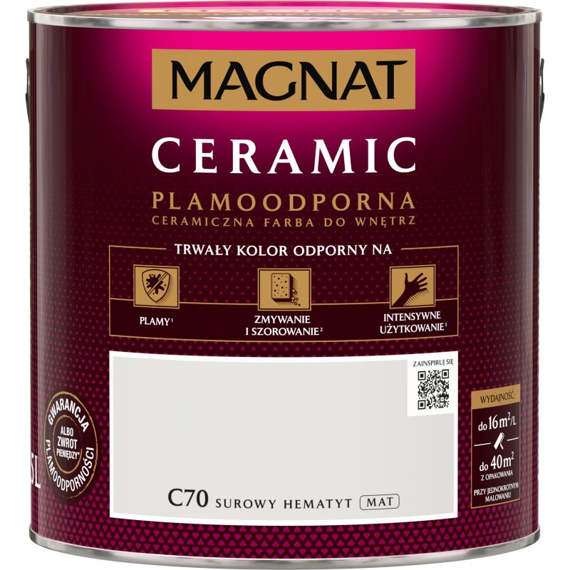 Farba plamoodporna Magnat Ceramic C70 surowy hematyt 2,5 l