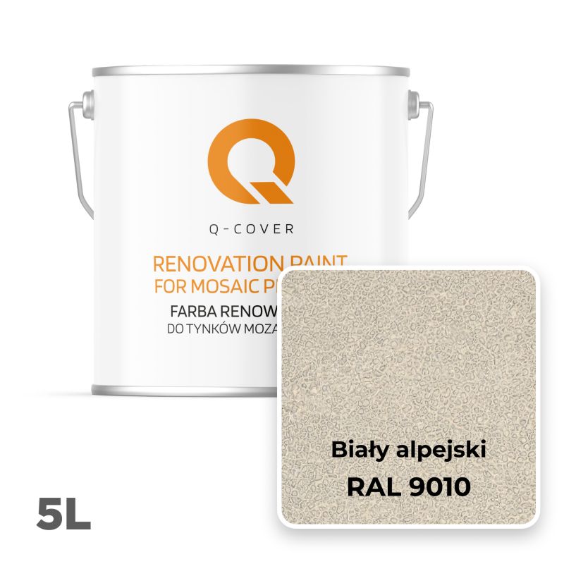 Farba Renowacyjna dla Tynku Mozaikowego Q-Cover Biały Alpejski RAL9010 5L