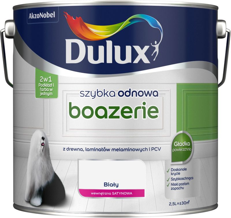 Farba renowacyjna do boazerii Dulux Szybka Odnowa biała 2,5 l