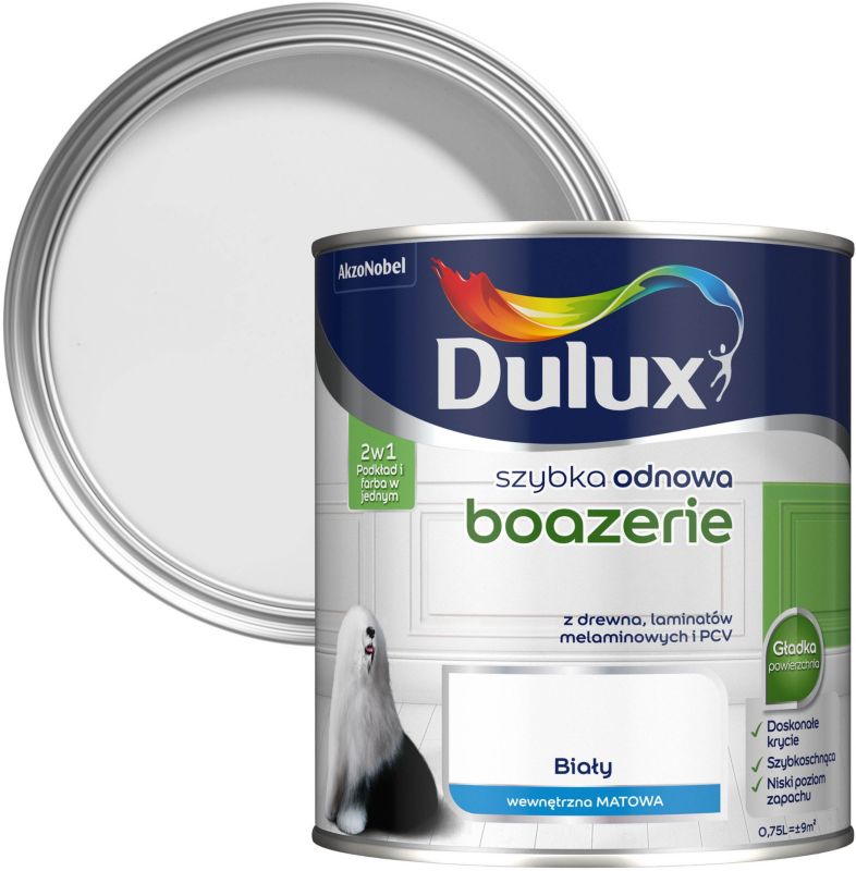 Farba renowacyjna do boazerii Dulux Szybka Odnowa biały mat 0,75 l