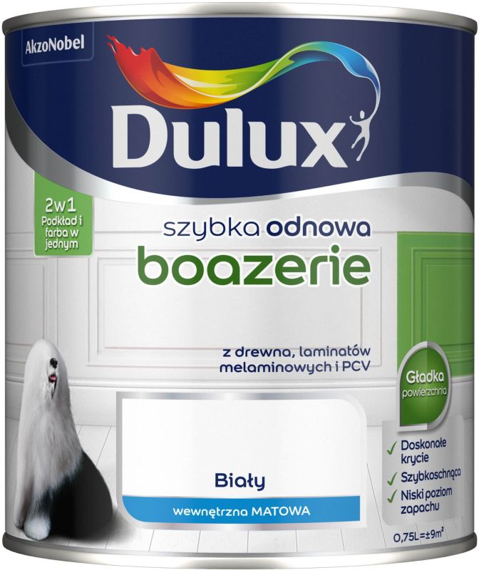 Farba renowacyjna do boazerii Dulux Szybka Odnowa biały mat 0,75 l