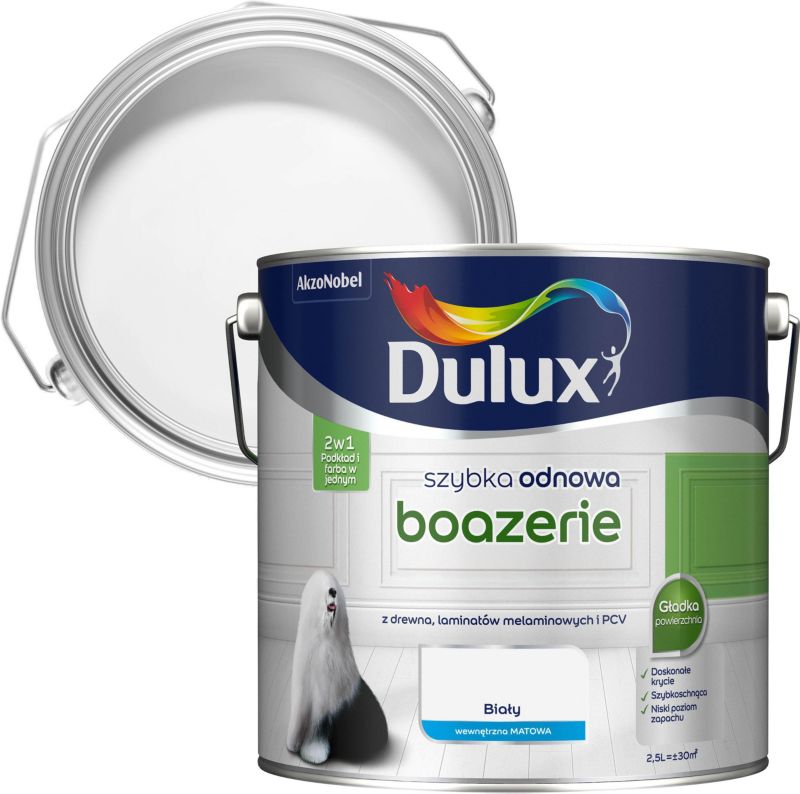 Farba renowacyjna do boazerii Dulux Szybka Odnowa biały mat 2,5 l