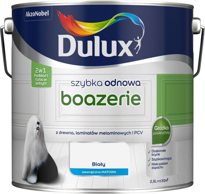 Farba renowacyjna do boazerii Dulux Szybka Odnowa biały mat 2,5 l