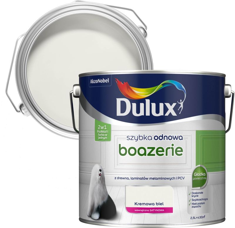 Farba renowacyjna do boazerii Dulux Szybka Odnowa kremowa biel 2,5 l