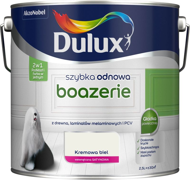 Farba renowacyjna do boazerii Dulux Szybka Odnowa kremowa biel 2,5 l