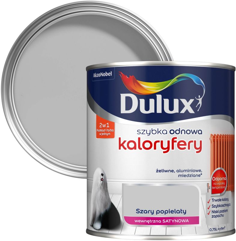 Farba renowacyjna do kaloryferów Dulux Szybka Odnowa szary popiel 0,75 l