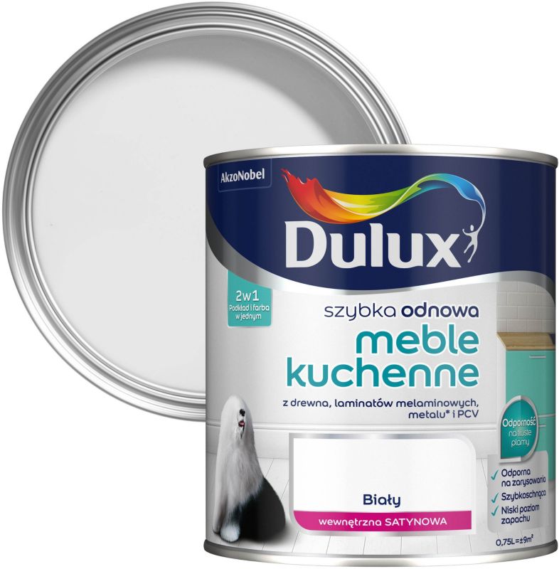 Farba renowacyjna do mebli kuchennych Dulux Szybka Odnowa biała 0,75 l