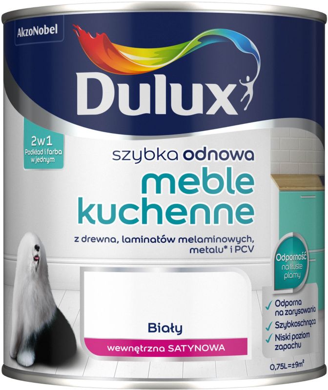 Farba renowacyjna do mebli kuchennych Dulux Szybka Odnowa biała 0,75 l