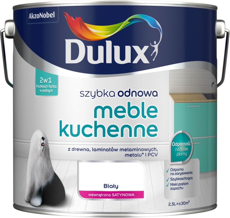 Farba renowacyjna do mebli kuchennych Dulux Szybka Odnowa biała 2,5 l