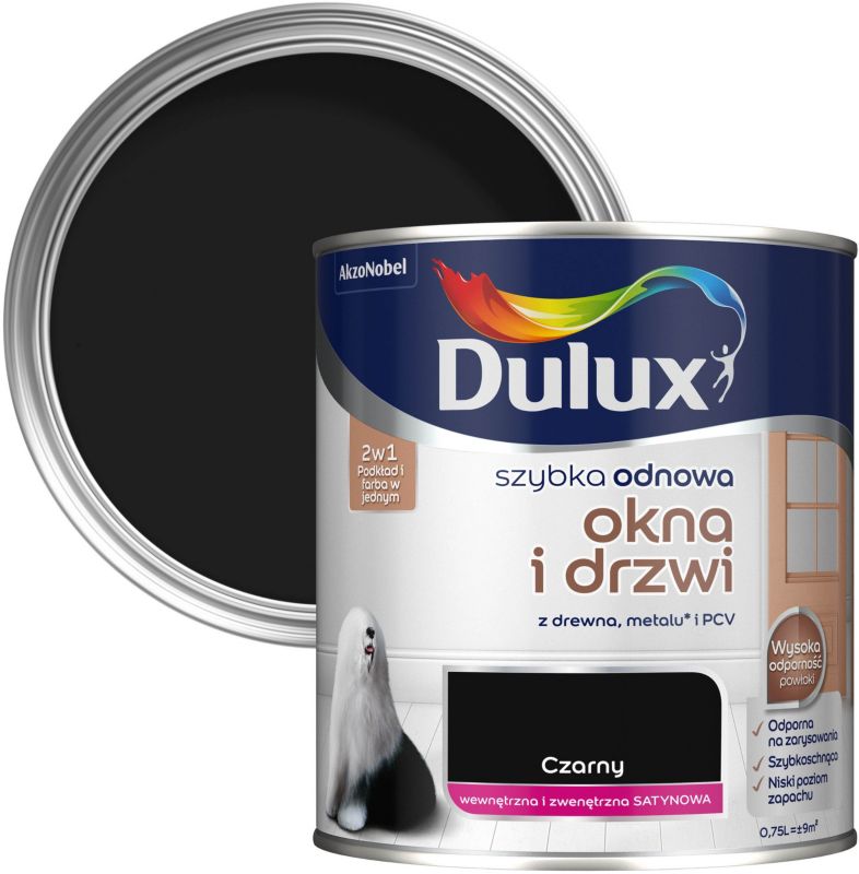 Farba renowacyjna do okien i drzwi Dulux Szybka Odnowa czarna 0,75 l