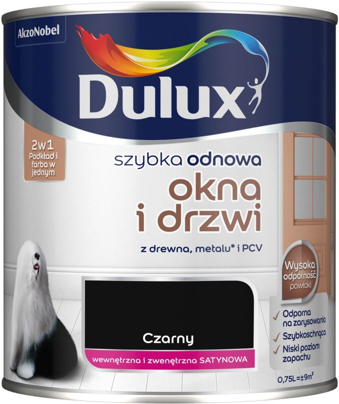 Farba renowacyjna do okien i drzwi Dulux Szybka Odnowa czarna 0,75 l