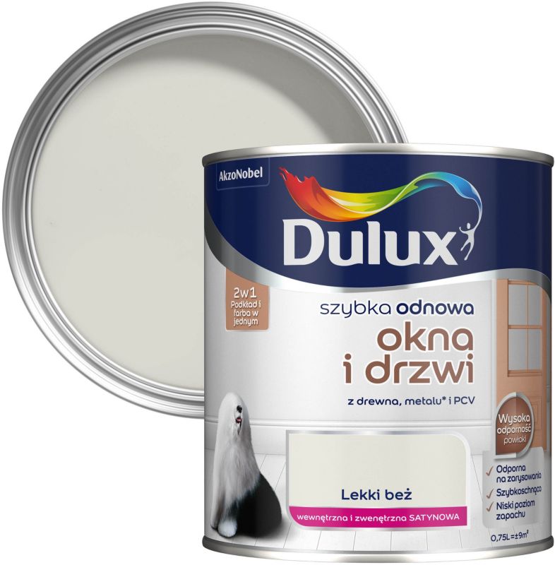 Farba renowacyjna do okien i drzwi Dulux Szybka Odnowa lekki beż 0,75 l