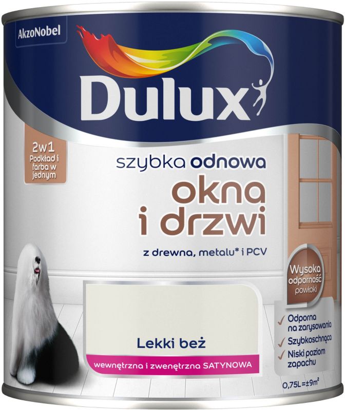 Farba renowacyjna do okien i drzwi Dulux Szybka Odnowa lekki beż 0,75 l