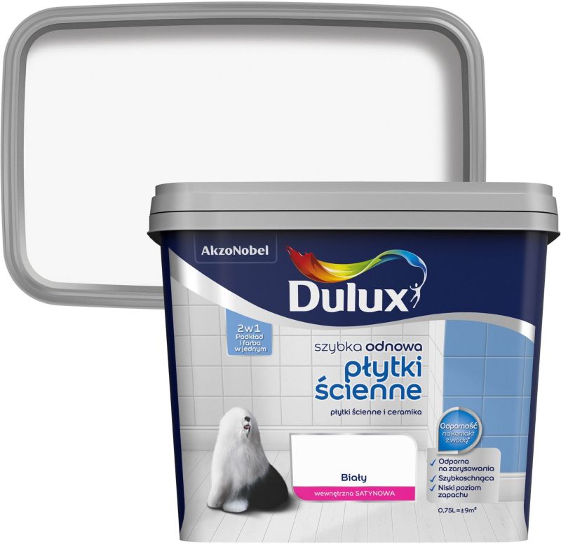 Farba renowacyjna do płytek ściennych Dulux Szybka Odnowa biała 0,75 l