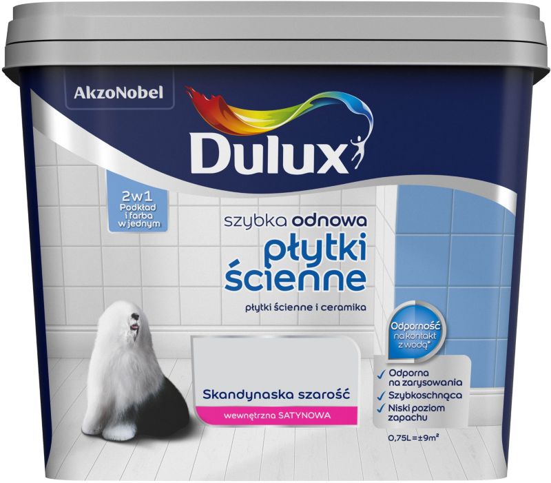 Farba renowacyjna do płytek ściennych Dulux Szybka Odnowa skandynawska szarość 0,75 l