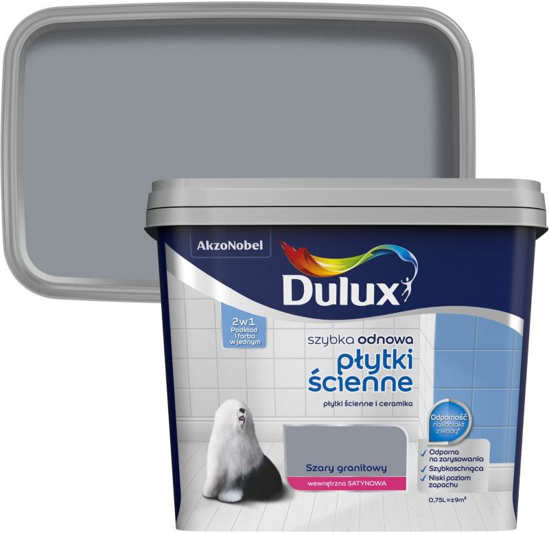 Farba renowacyjna do płytek ściennych Dulux Szybka Odnowa szary granit 0,75 l