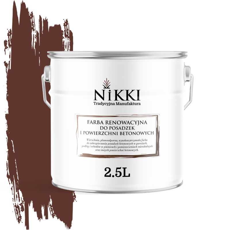 Farba Renowacyjna do Posadzek Podłóg Betonowych NIKKI Brązowo-czerwony RAL8012 Satyna 2,5L