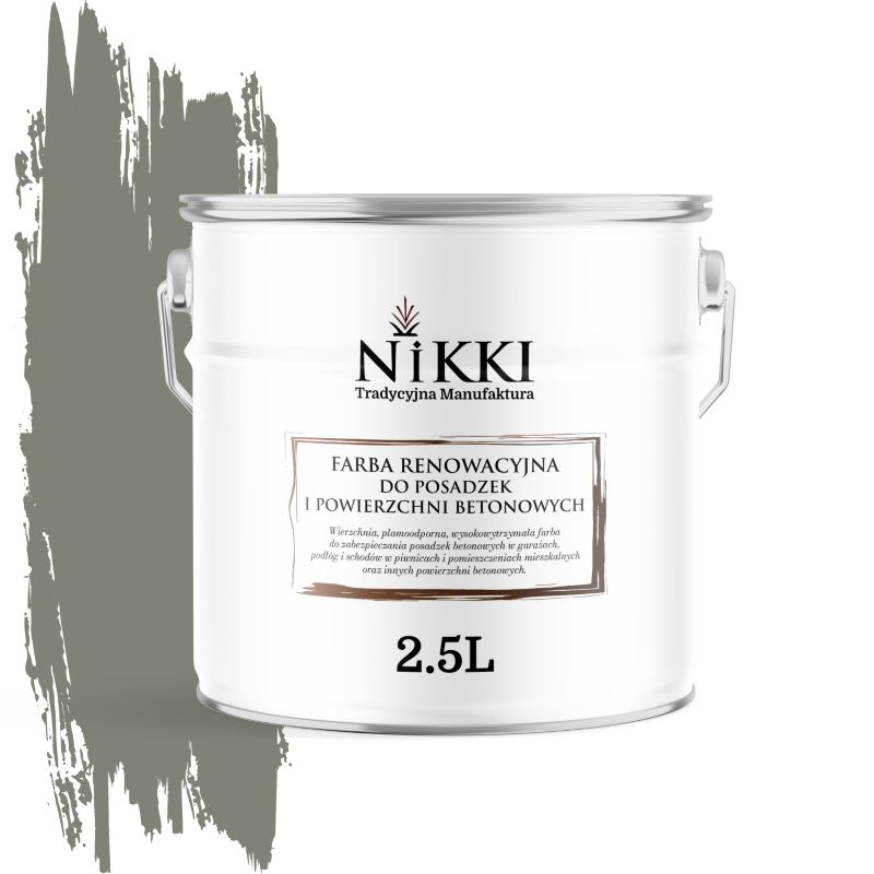 Farba Renowacyjna do Posadzek Podłóg Betonowych NIKKI Cementowy szary RAL7033 Półmat 2,5L