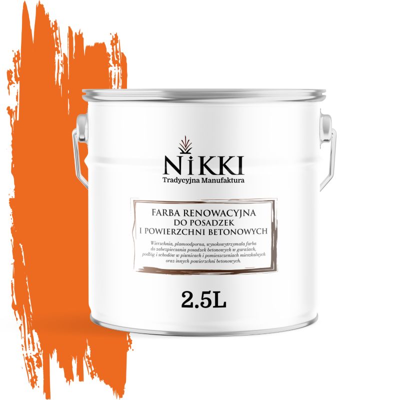 Farba Renowacyjna do Posadzek Podłóg Betonowych NIKKI Jasnoczerwony pomarańczowy RAL2008 Półmat 2,5L