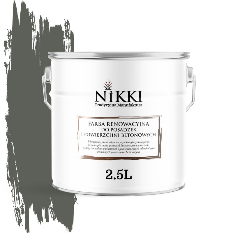 Farba Renowacyjna do Posadzek Podłóg Betonowych NIKKI Szaro-zielony RAL7009 Mat 2,5L