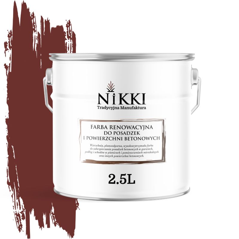 Farba Renowacyjna do Posadzek Podłóg Betonowych NIKKI Wiśniowy RAL3009 Mat 2,5L