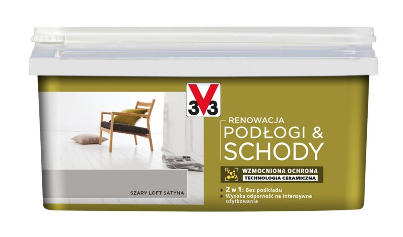 Farba renowacyjna V33 Podłogi & Schody szary loft satyna 2 l