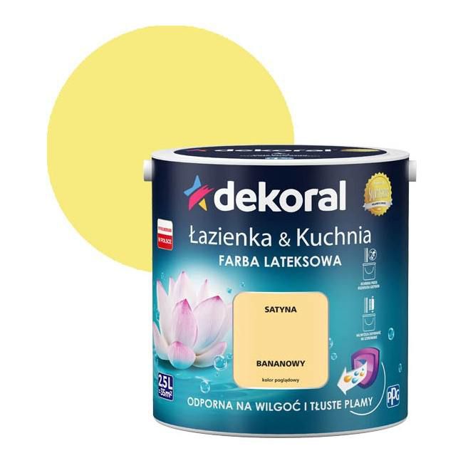 Farba satynowa Dekoral Łazienka i Kuchnia bananowy 2,5 l