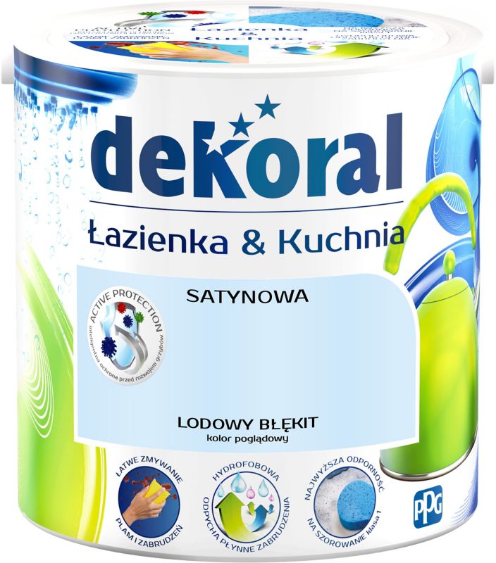 Farba satynowa Dekoral Łazienka i Kuchnia lodowy błękit 2,5 l