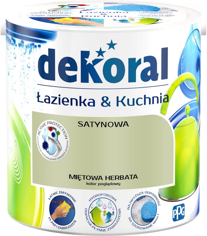 Farba satynowa Dekoral Łazienka i Kuchnia miętowa herbata 2,5 l