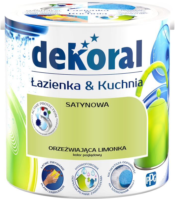 Farba satynowa Dekoral Łazienka i Kuchnia orzeźwiająca limonka 2,5 l