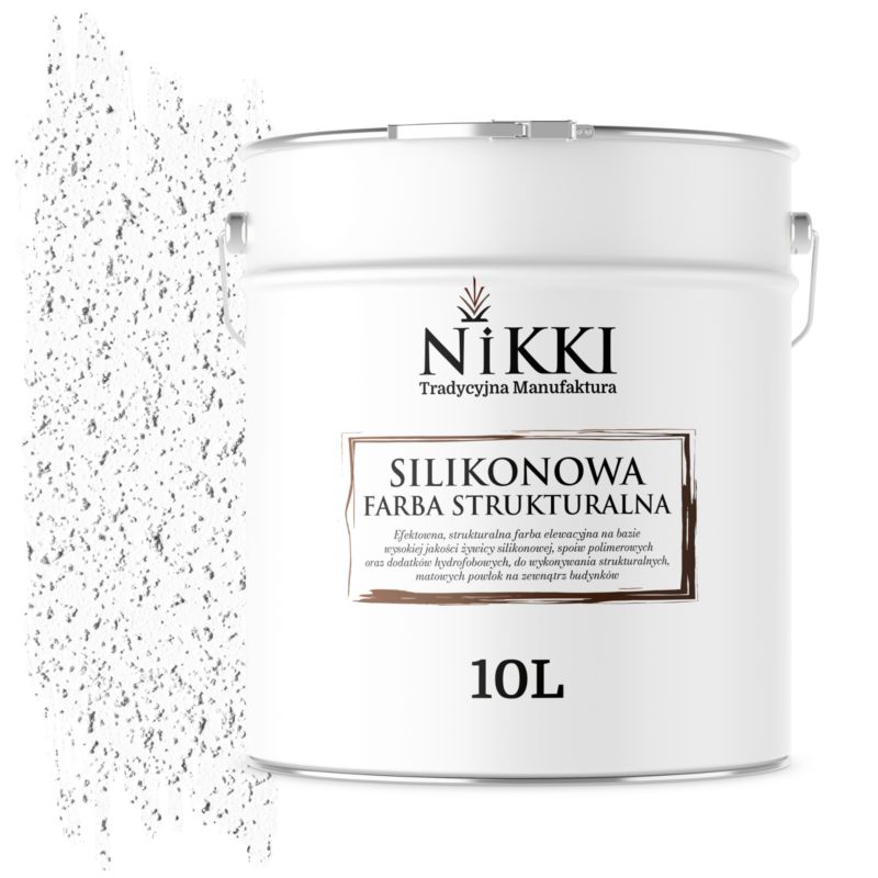 Farba Strukturalna Elewacyjna Silikonowa NIKKI Biały śnieżny F103 10L