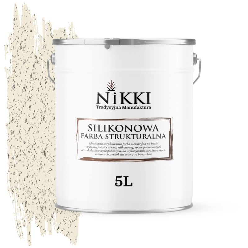 Farba Strukturalna Elewacyjna Silikonowa NIKKI Biel złamana w beż F771 5L