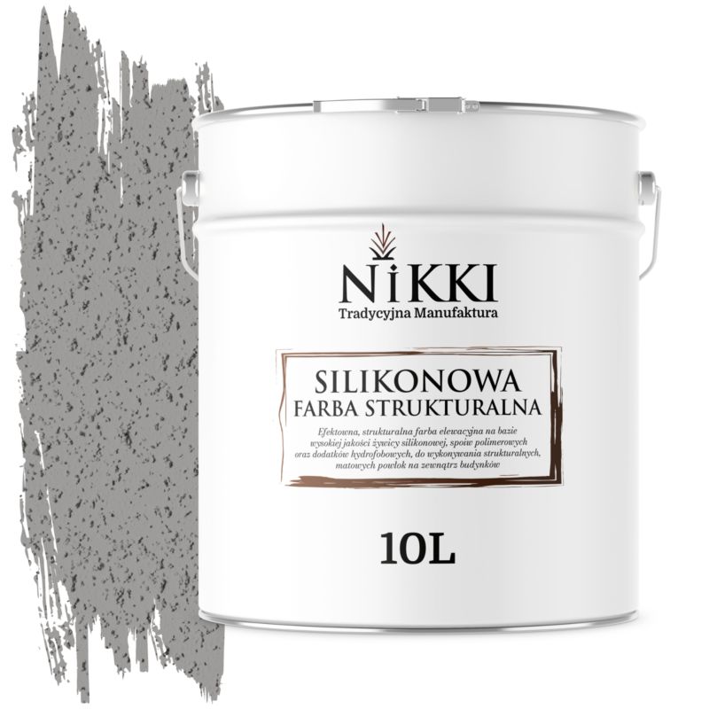 Farba Strukturalna Elewacyjna Silikonowa NIKKI Szary platynowy F264 10L