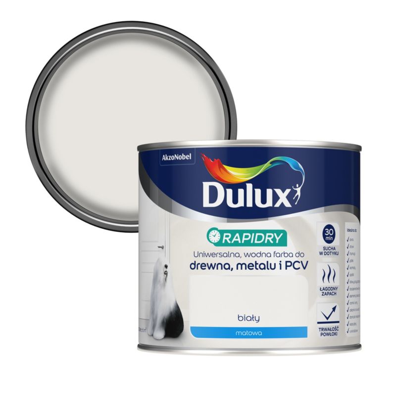 Farba uniwersalna Dulux Rapidry biały mat 0,4 l