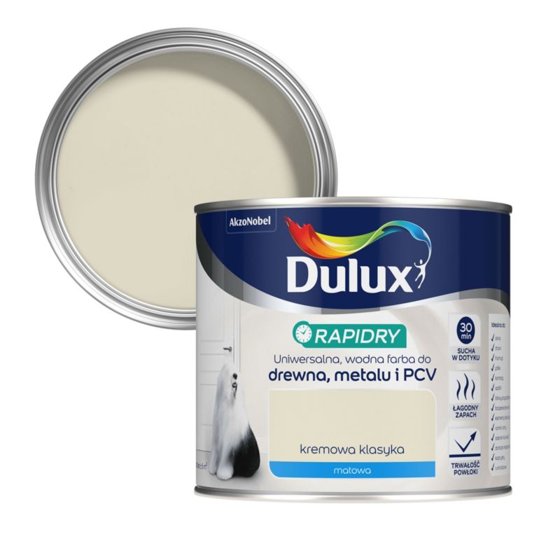 Farba uniwersalna Dulux Rapidry kremowa klasyka mat 0,4 l