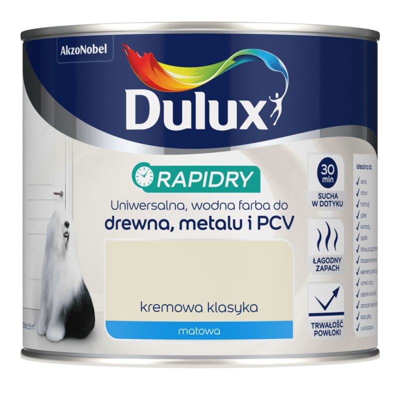 Farba uniwersalna Dulux Rapidry kremowa klasyka mat 0,4 l